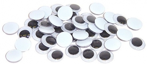 Joggle Eyes 15mm Pk 100 Round Black Eye On White Background (Pack of 100, Black and White, 15mm) 9314812105770