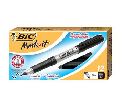 Permanent Marker Mark It Pk 12 Black Fine Bic (Black) 9310025050173