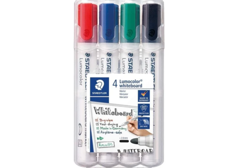 Whiteboard Marker Bullet Set of 4 Asst Staedtler Lumocolour 351 2.0mm (Black Blue Red Green)