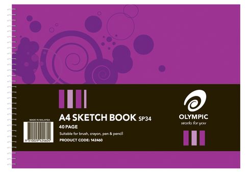 Sketch Book A4 20 Leaf 110gsm Cartridge (Landscape, Side Spiral) 9310029424604