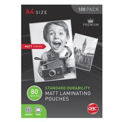 GBC LAMINATING POUCH A4 80 MICRON PK100 MATT