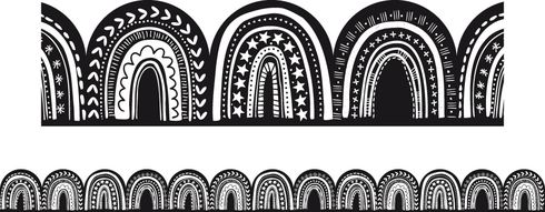 Black & White Rainbows - Die-Cut Border (Pack of 12)