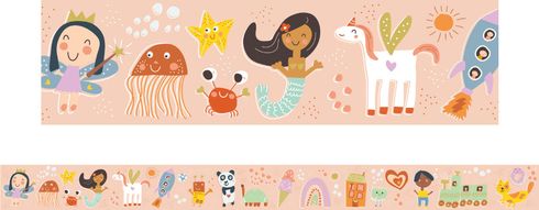 Kid-Drawn Doodles - Large Borders (Girl): Pack of 12