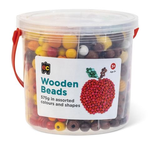 Wooden Beads Jar 575g Asst Cols + Shapes 9314289033699