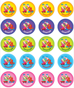 Stickers - Clown-Great Job - Pk 100  9321862006643