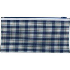 PENCIL CASE 1 ZIP BLUE TARTAN POLYESTER 34CMX17CM 9313023341717