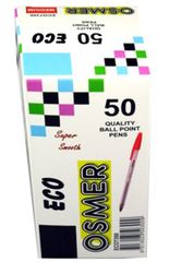 Pen Ballpoint Pk 50 Medium Red Osmer 9313023503009